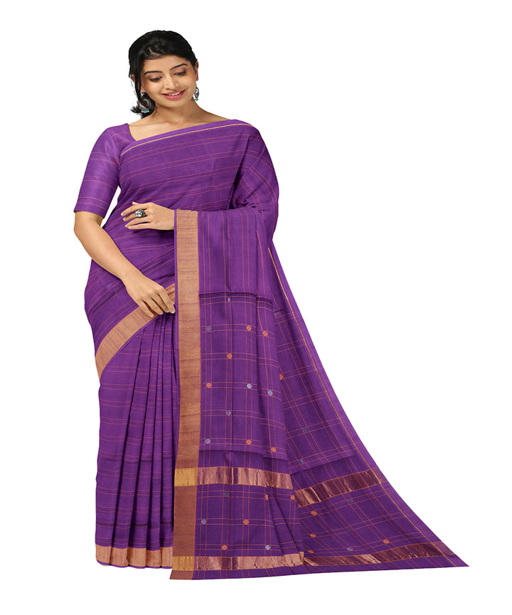 Purple buti cotton handwoven venkatagiri saree