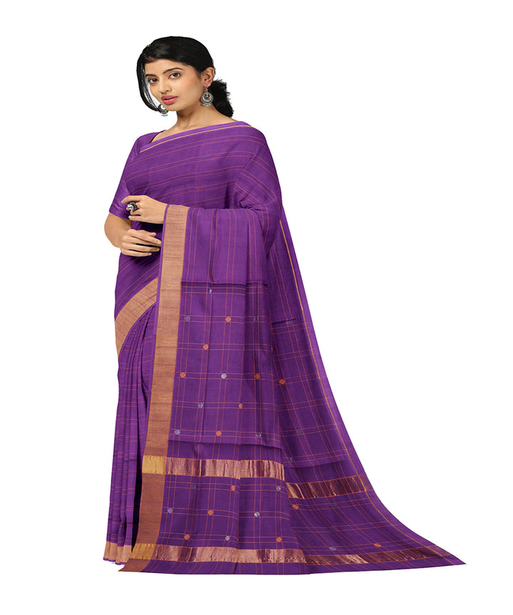 Purple buti cotton handwoven venkatagiri saree