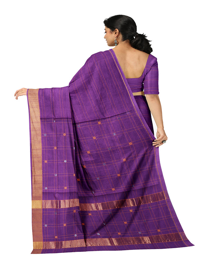 Purple buti cotton handwoven venkatagiri saree