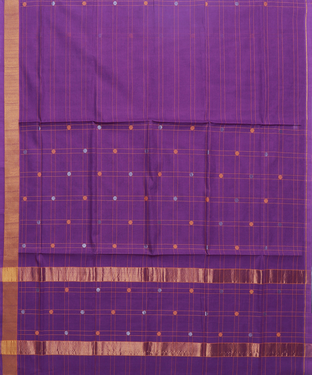 Purple buti cotton handwoven venkatagiri saree