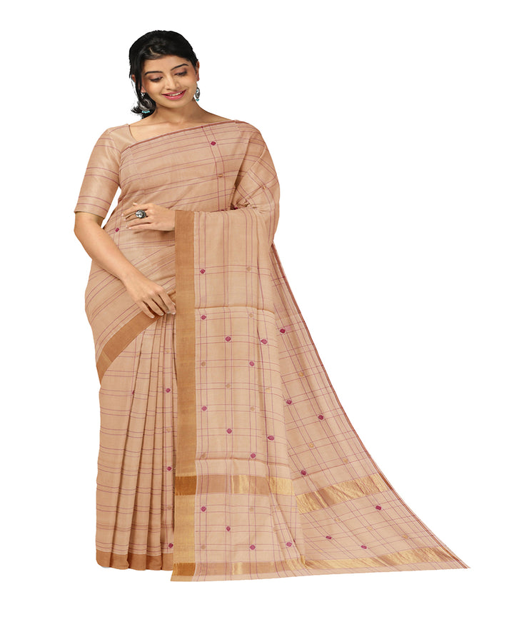 Cream buti cotton handwoven venkatagiri saree