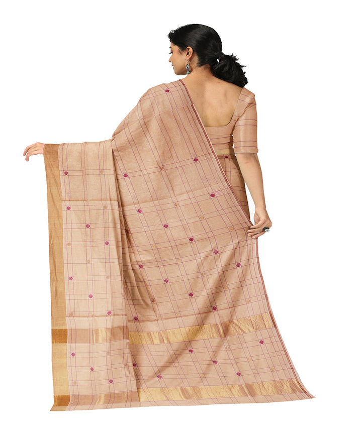 Cream buti cotton handwoven venkatagiri saree