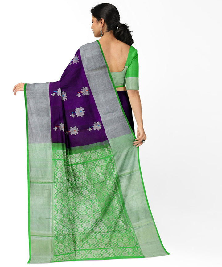Violet green silk handwoven venkatagiri saree