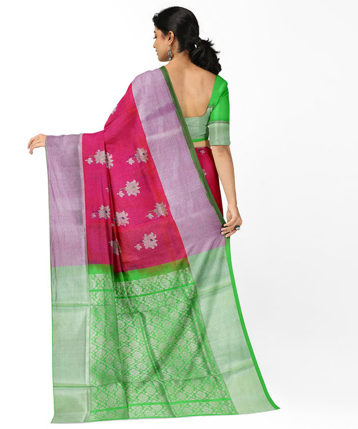 Pink green silk handloom venkatagiri saree
