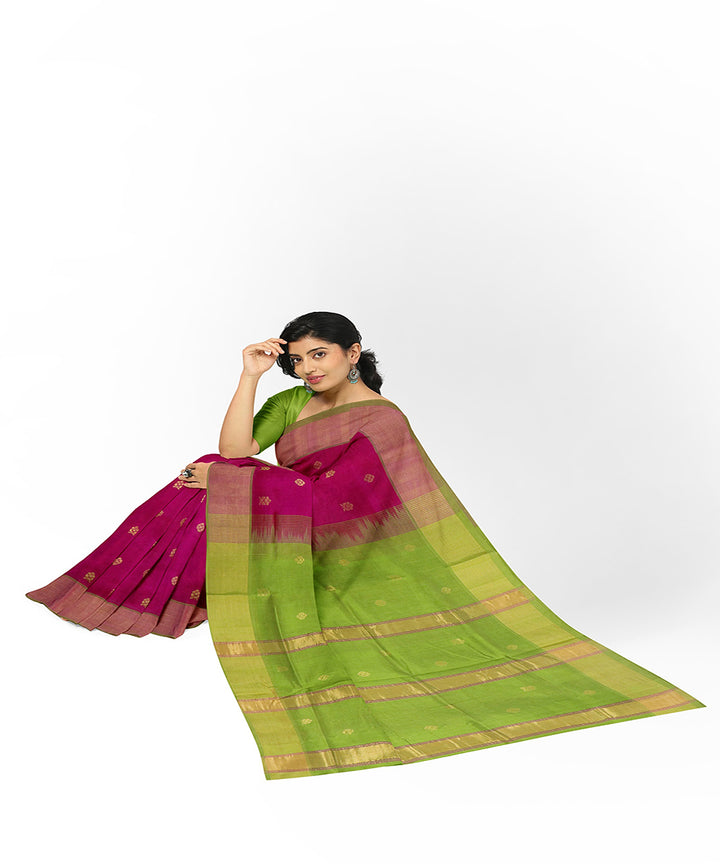 Red green handwoven venkatagiri cotton silk saree
