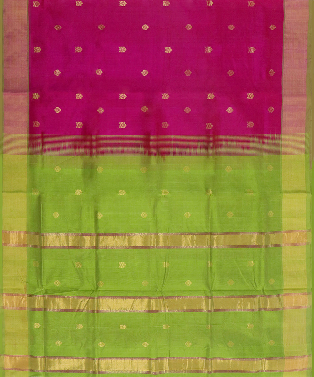 Red green handwoven venkatagiri cotton silk saree