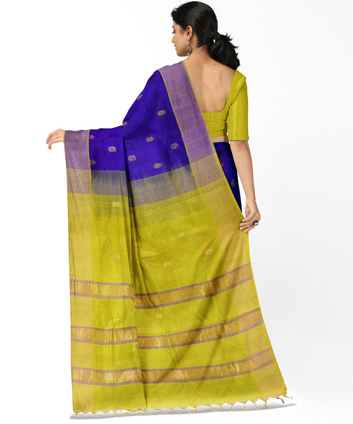 Violet mustard sico handwoven venkatagiri saree