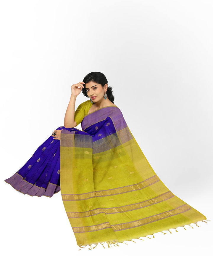 Violet mustard sico handwoven venkatagiri saree