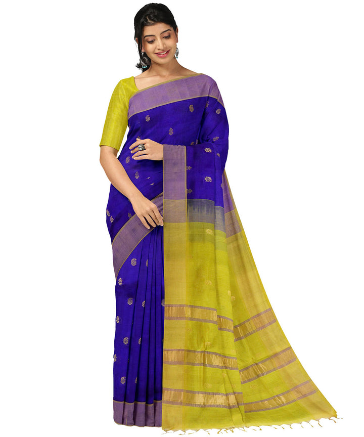 Violet mustard sico handwoven venkatagiri saree