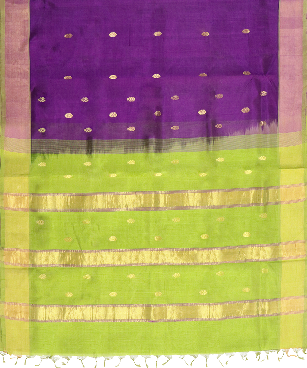 Purple green handwoven venkatagiri cotton silk saree