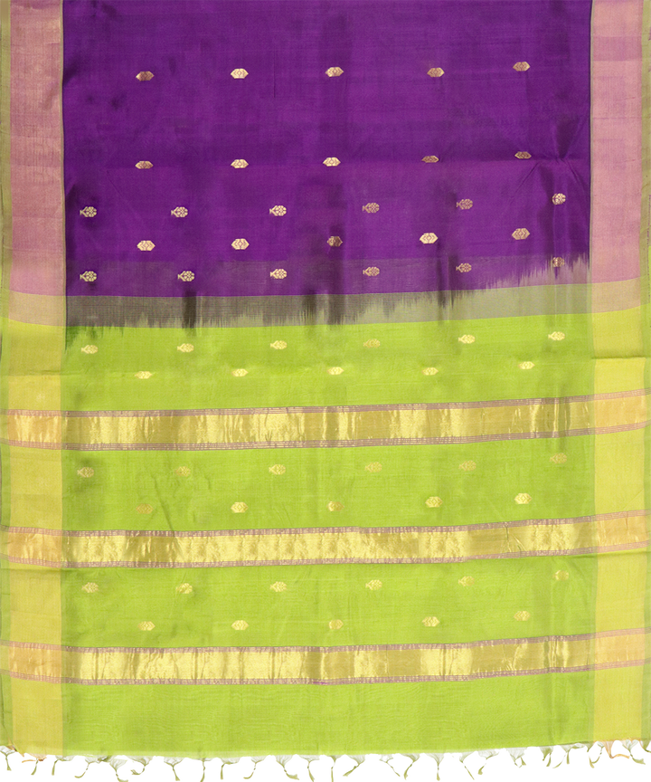 Purple green handwoven venkatagiri cotton silk saree