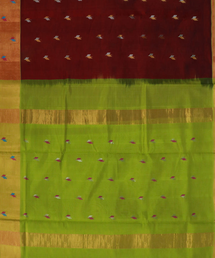 Maroon green cotton silk handwoven venkatagiri saree