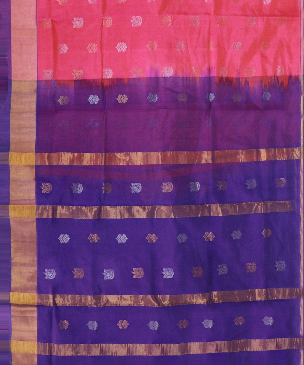 Pink blue handwoven venkatagiri cotton silk saree