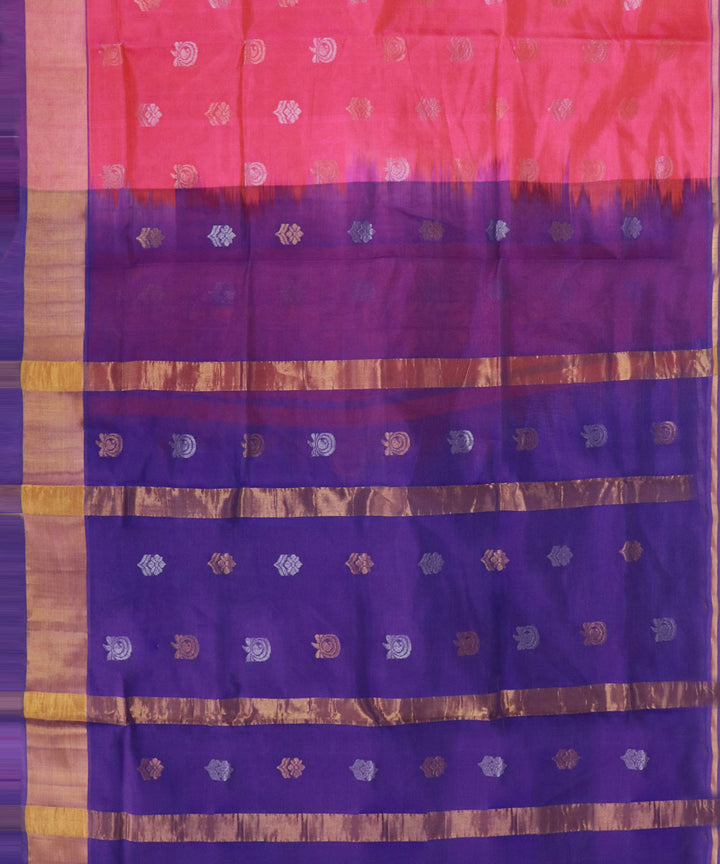 Pink blue handwoven venkatagiri cotton silk saree