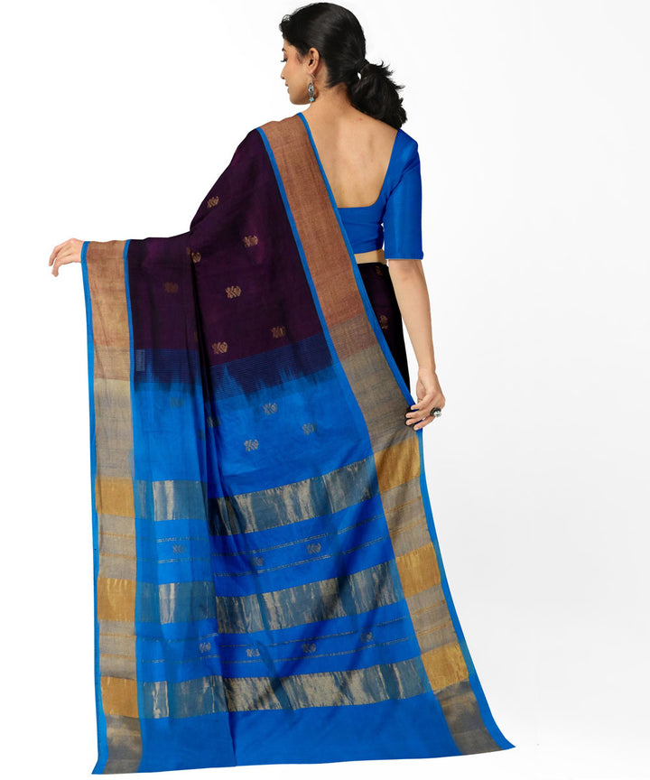 Black blue sico handwoven venkatagiri saree
