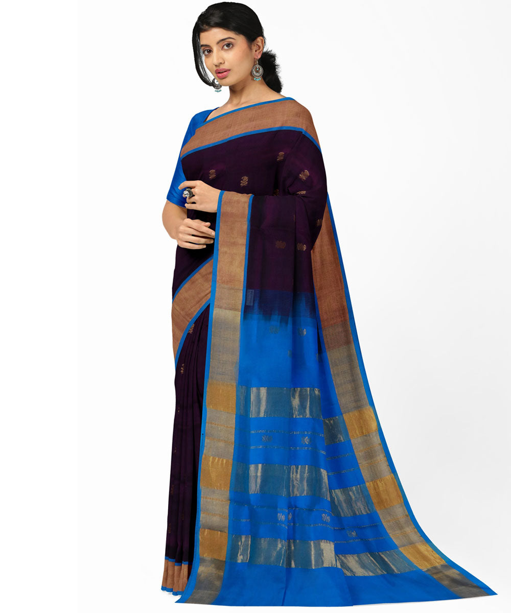 Black blue sico handwoven venkatagiri saree