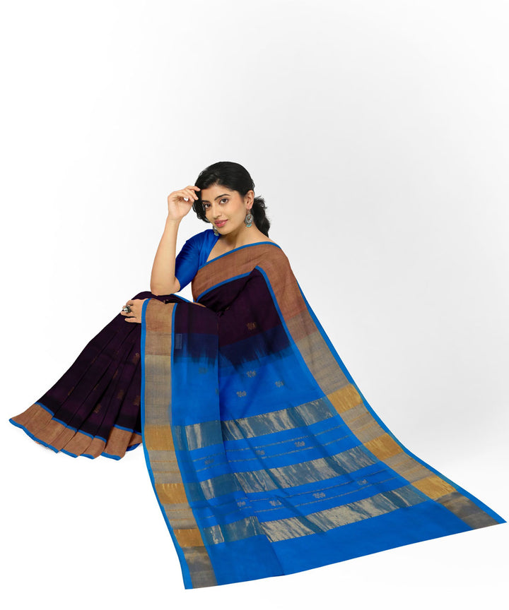 Black blue sico handwoven venkatagiri saree