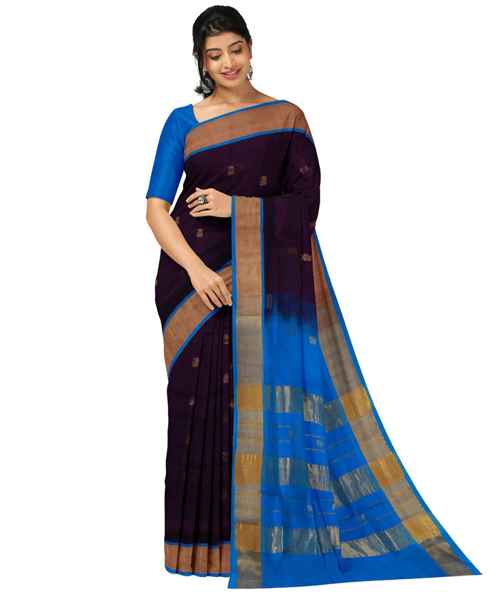 Black blue sico handwoven venkatagiri saree