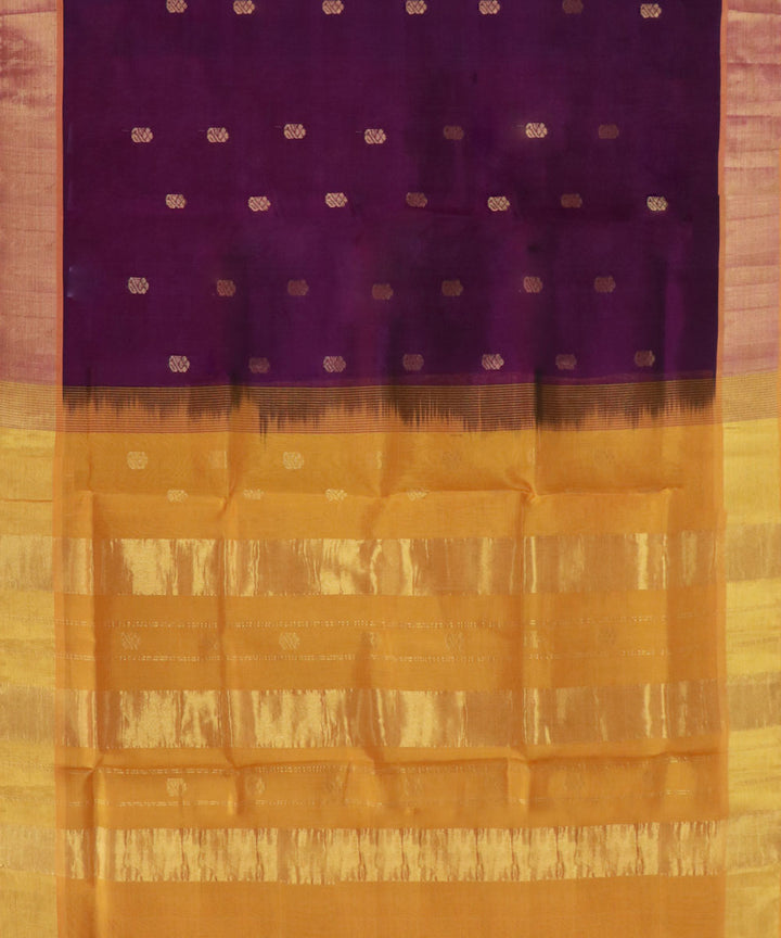 Maroon yellow cotton silk handwoven venkatagiri saree