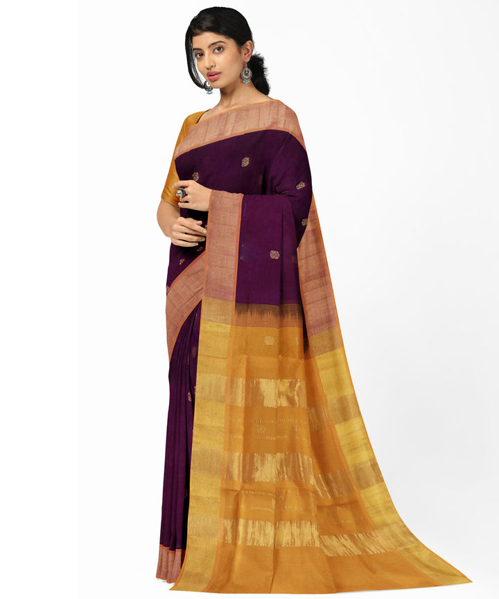 Brown brown sico handwoven venkatagiri saree