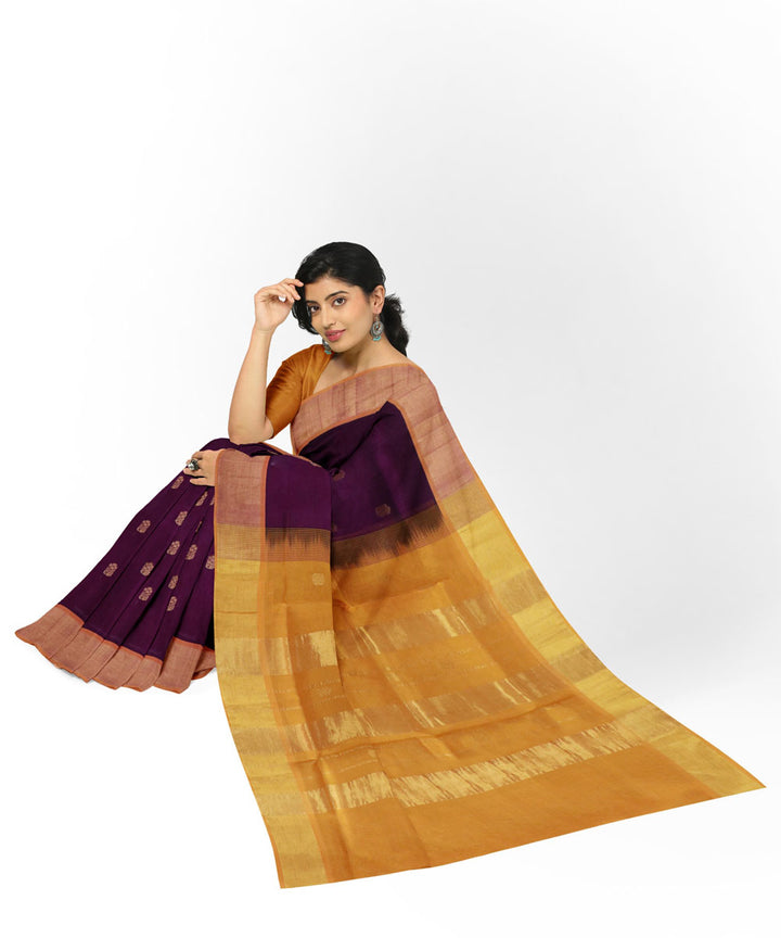 Brown brown sico handwoven venkatagiri saree