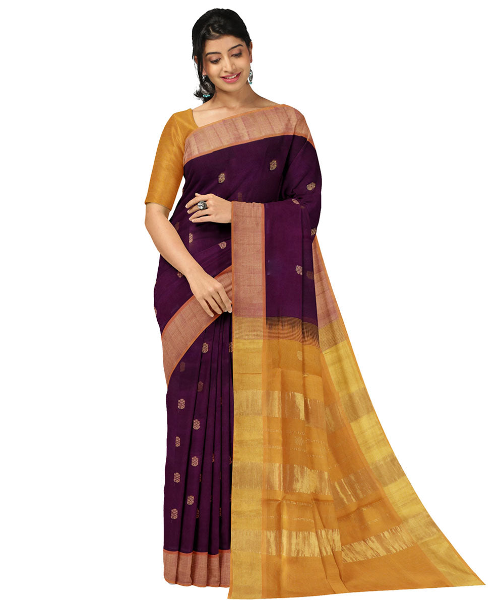 Brown brown sico handwoven venkatagiri saree