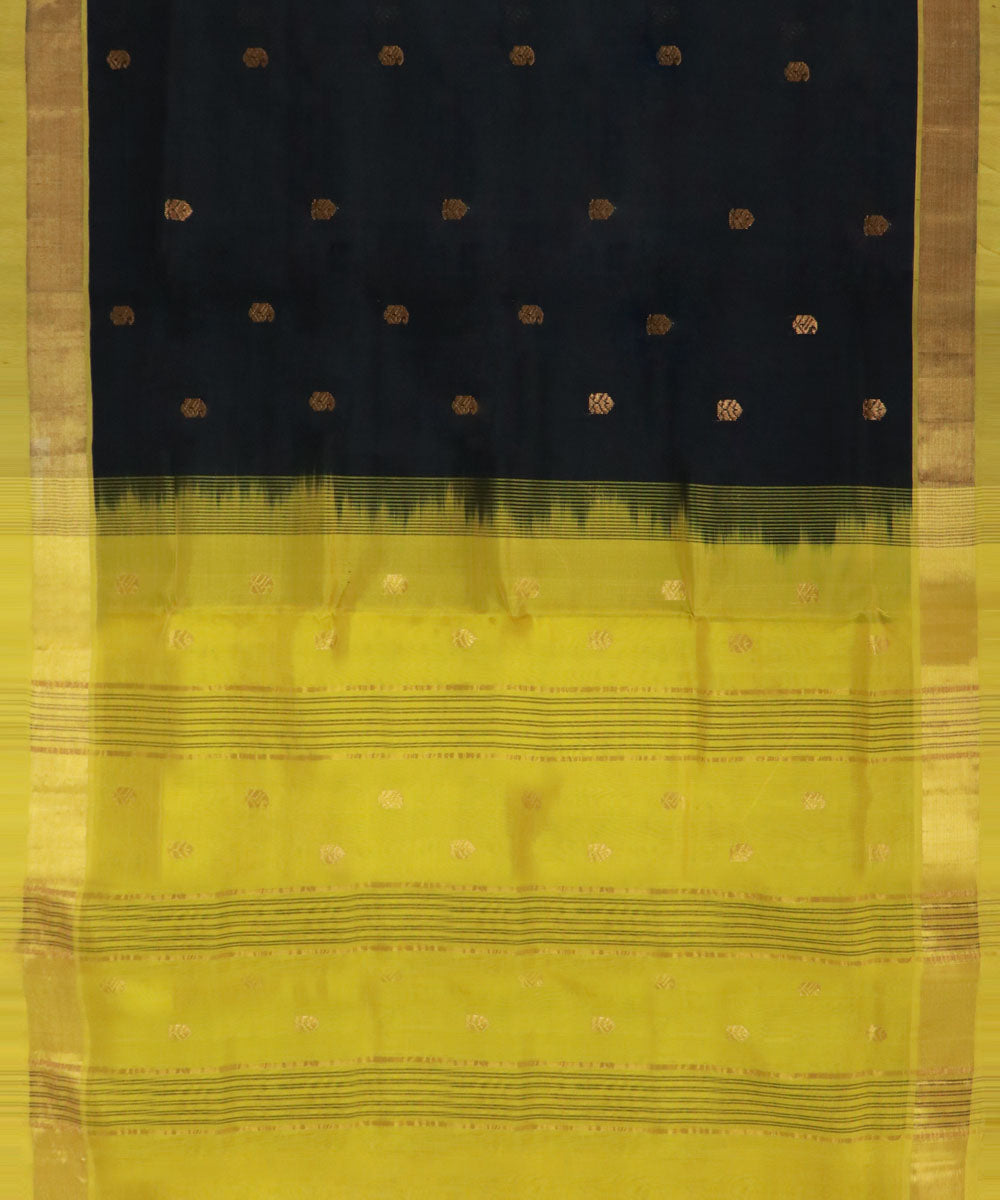 Black yellow cotton silk handwoven venkatagiri saree