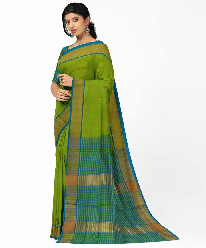 Light green green cotton silk handwoven venkatagiri saree