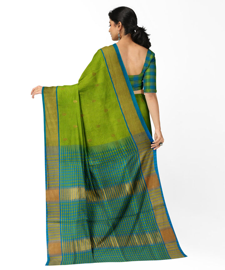 Light green green cotton silk handwoven venkatagiri saree