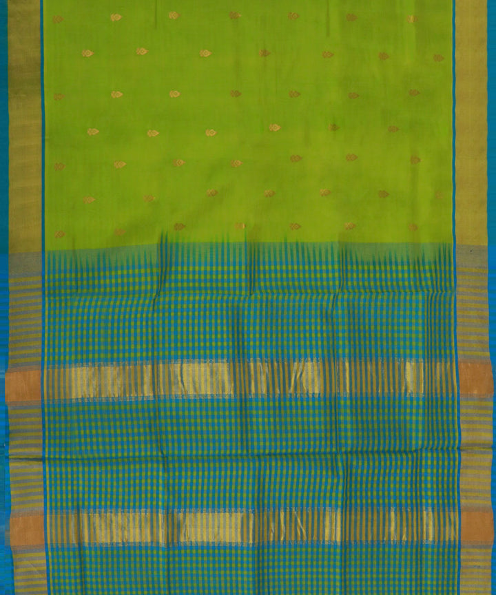 Light green green cotton silk handwoven venkatagiri saree