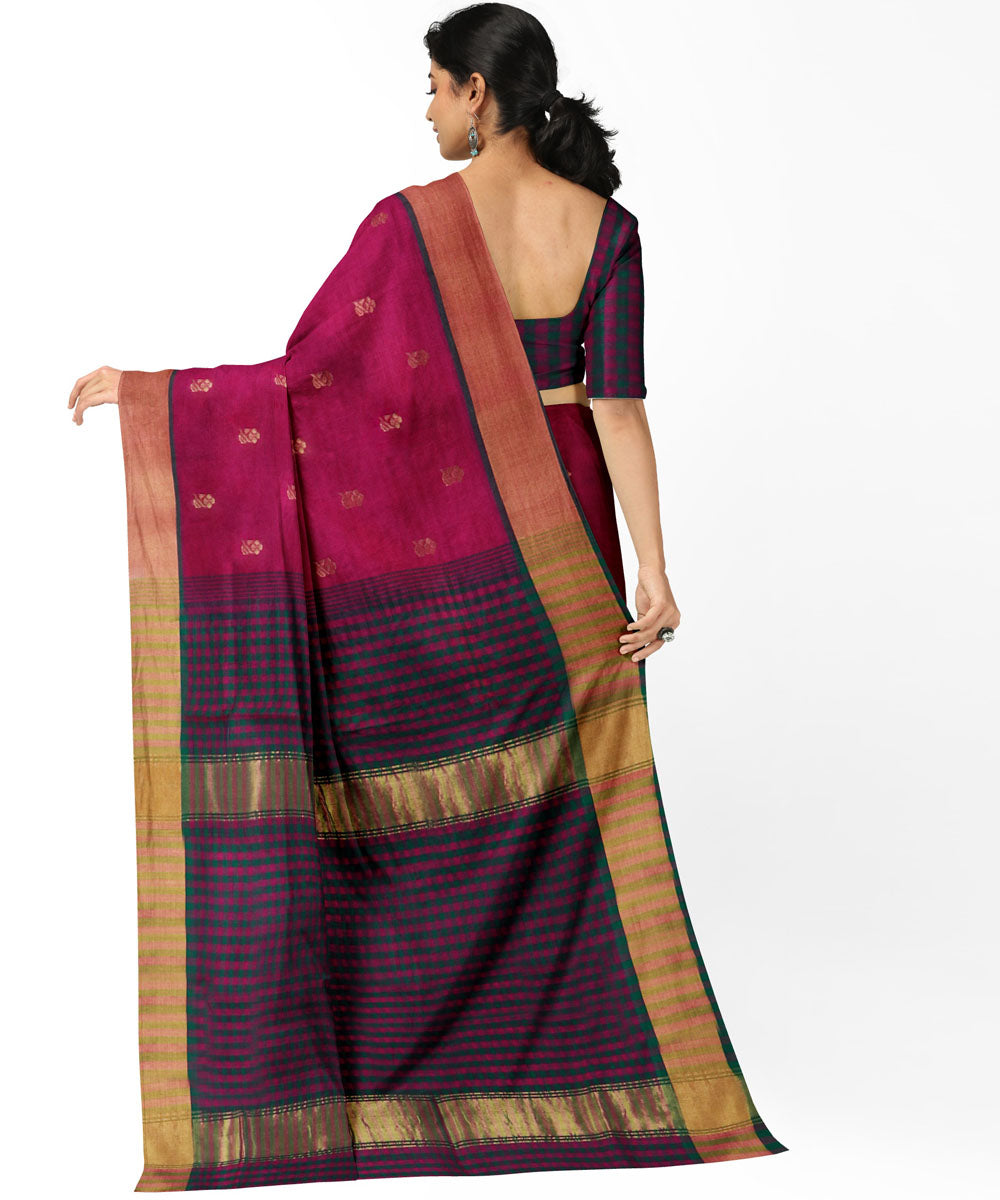Maroon coffee sico handwoven venkatagiri saree