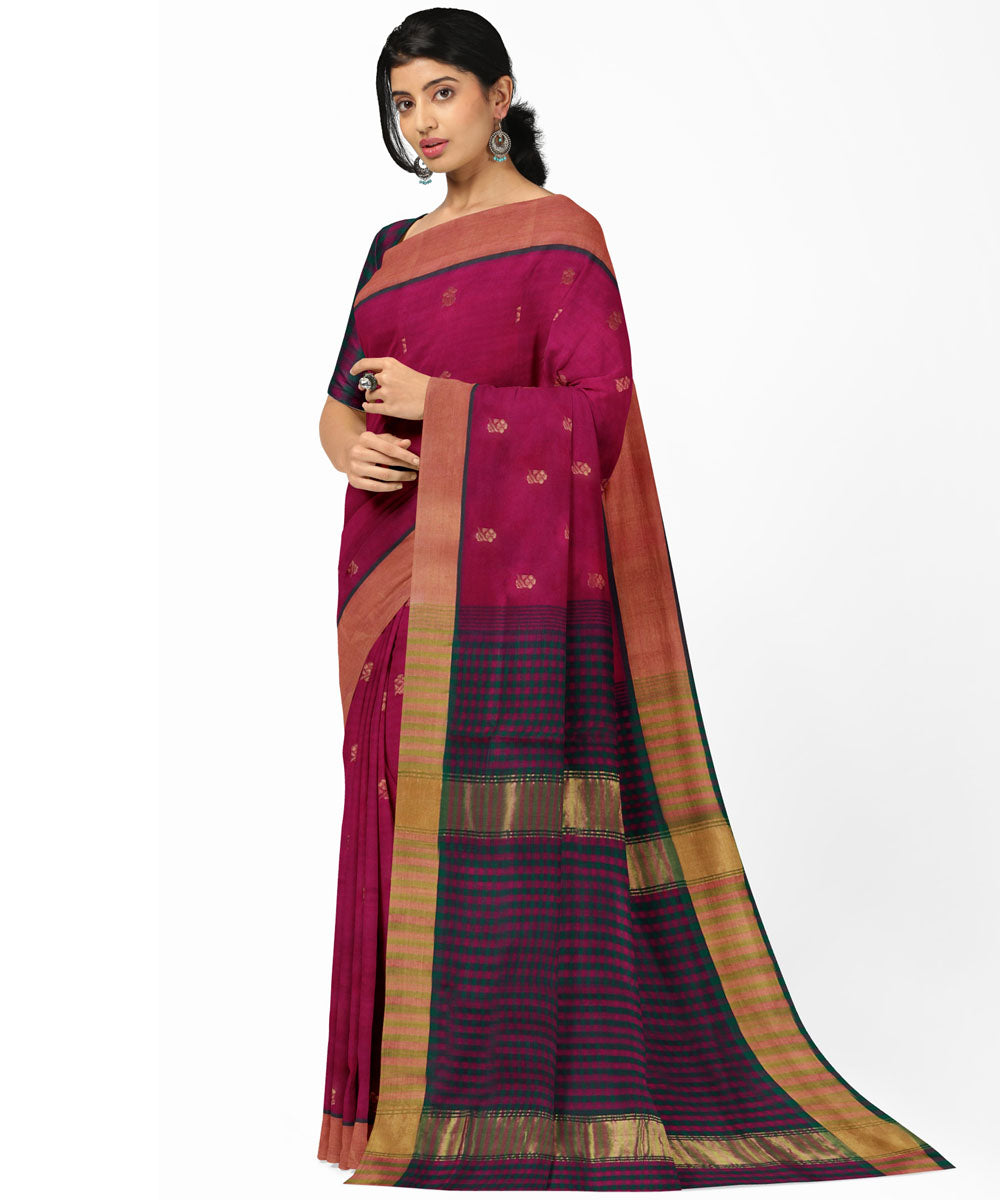 Maroon coffee sico handwoven venkatagiri saree