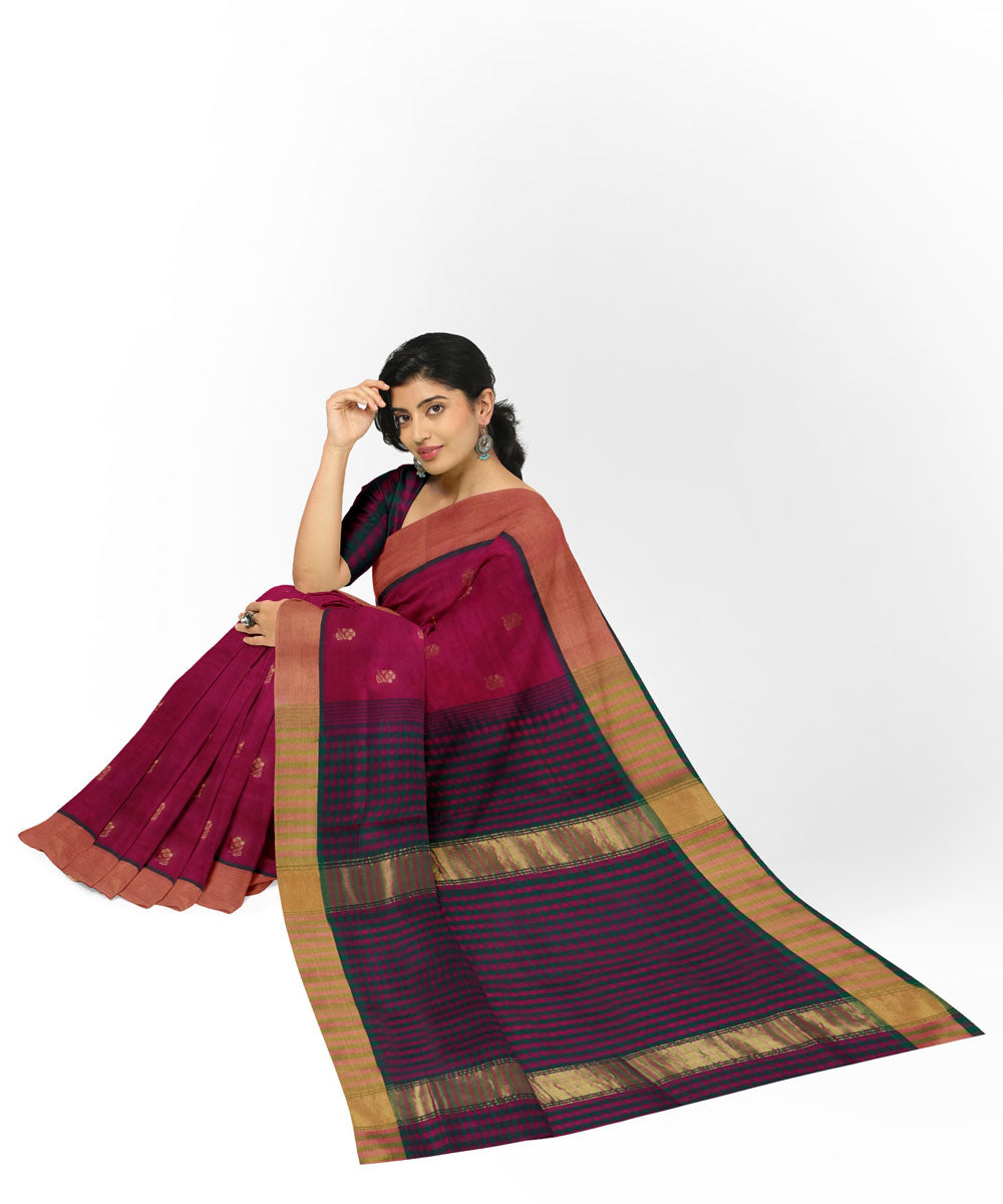 Maroon coffee sico handwoven venkatagiri saree