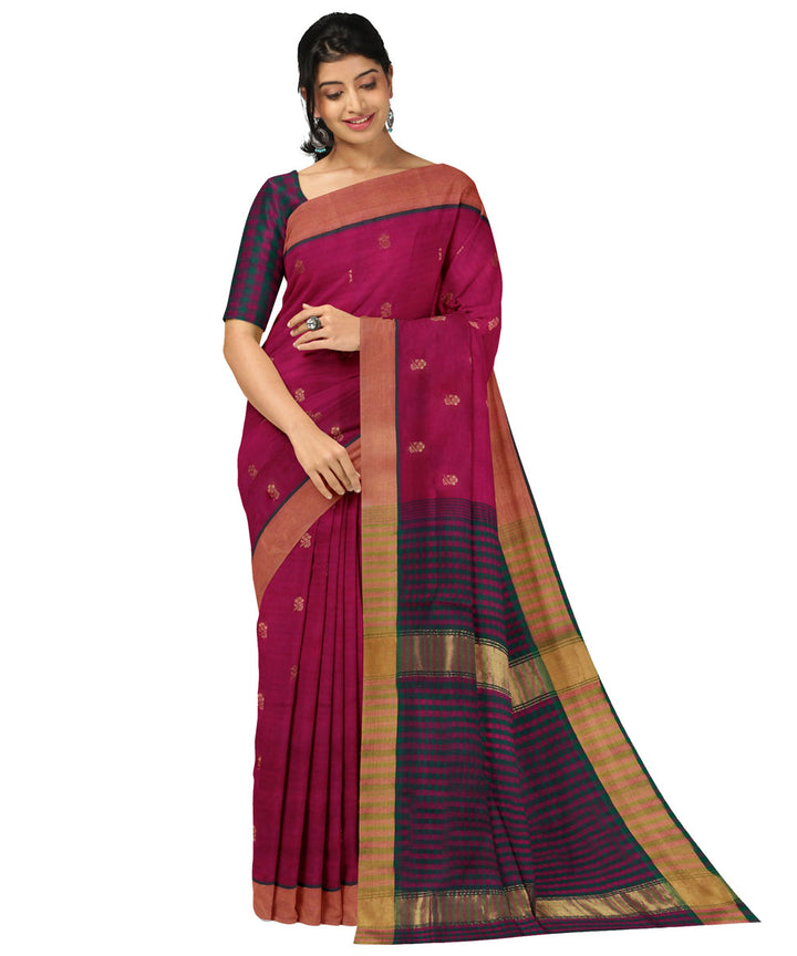 Maroon coffee sico handwoven venkatagiri saree