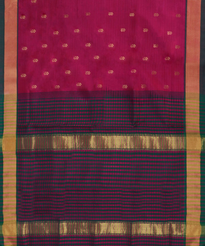 Maroon brown cotton silk handwoven venkatagiri saree
