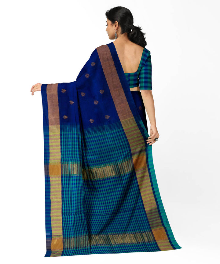Navy blue handwoven venkatagiri cotton silk saree