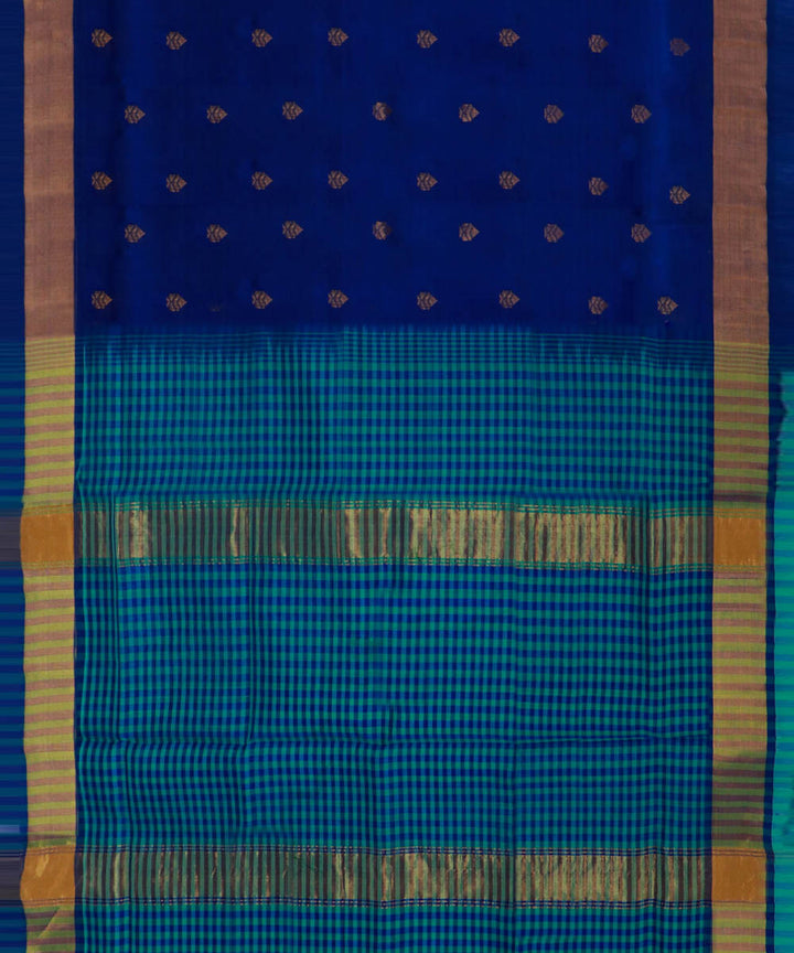Navy blue handwoven venkatagiri cotton silk saree