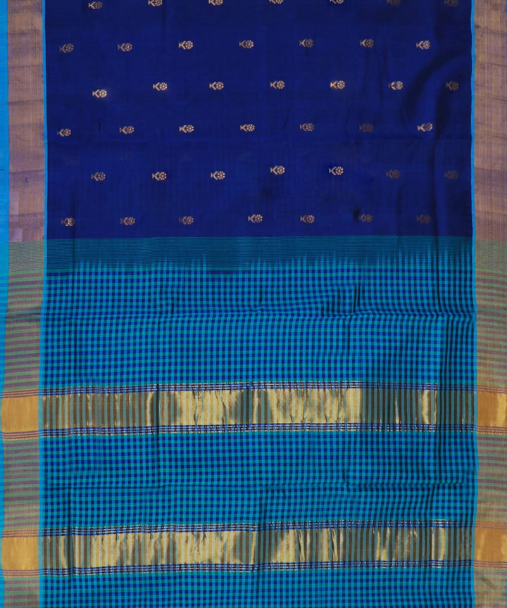 Navy blue blue cotton silk handwoven venkatagiri saree