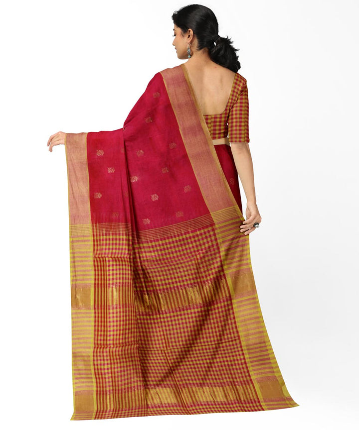 Red cotton silk handwoven venkatagiri saree
