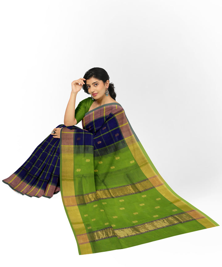 Blue green sico handwoven venkatagiri saree