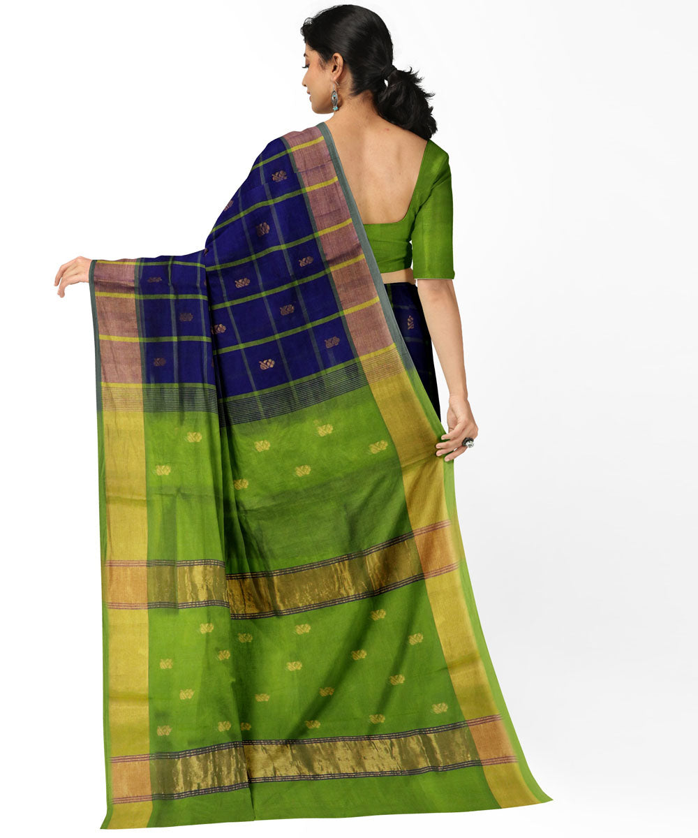 Blue green sico handwoven venkatagiri saree
