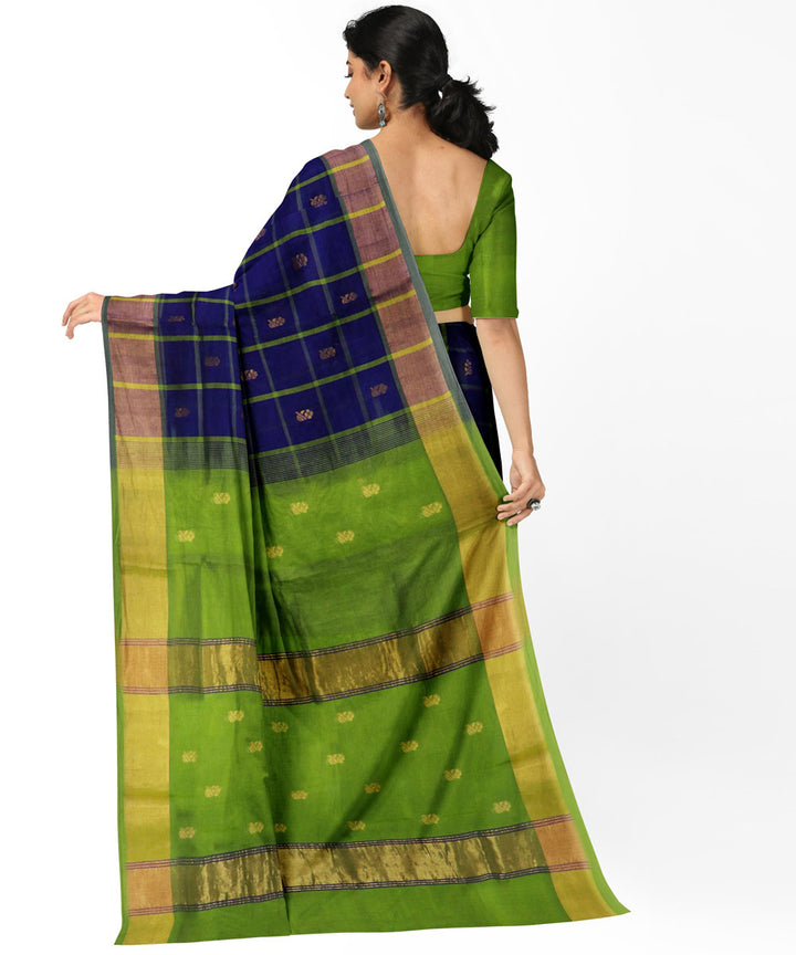 Blue green sico handwoven venkatagiri saree