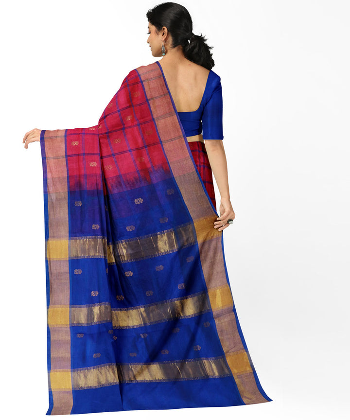 Red blue sico venkatagiri handwoven saree