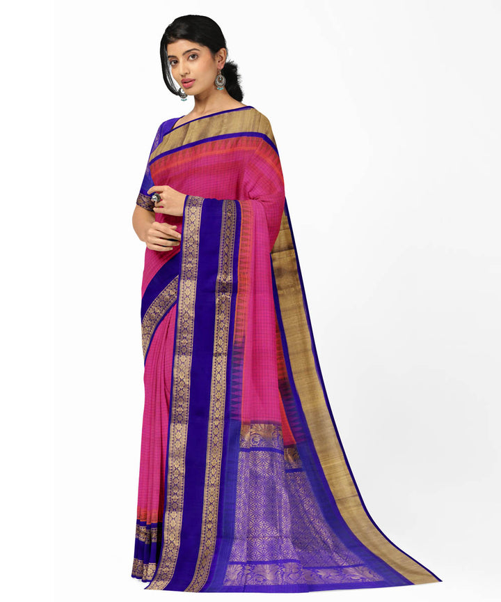 Red blue sico venkatagiri handwoven saree