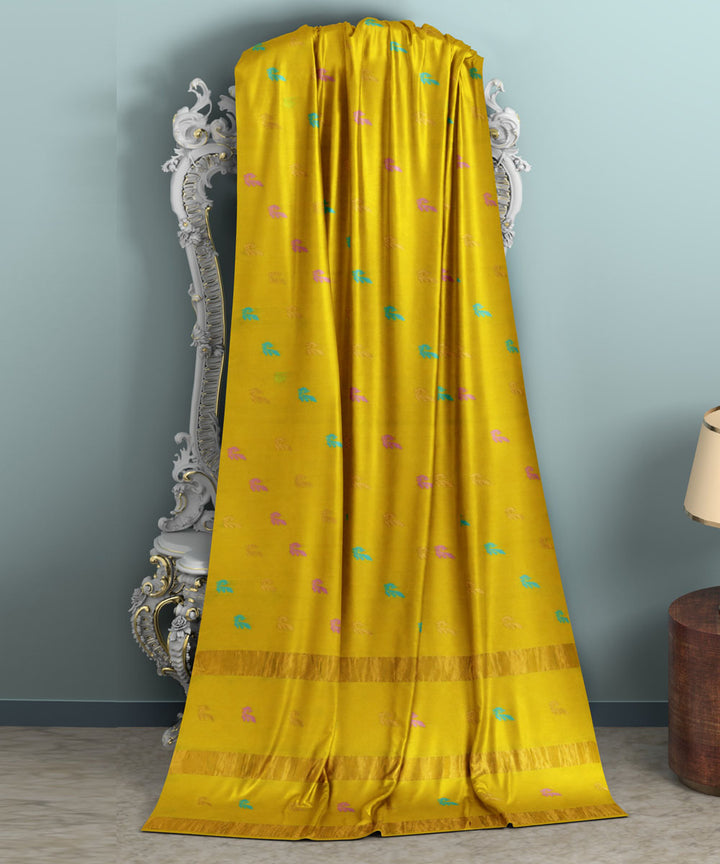 Yellow green sico handwoven venkatagiri saree