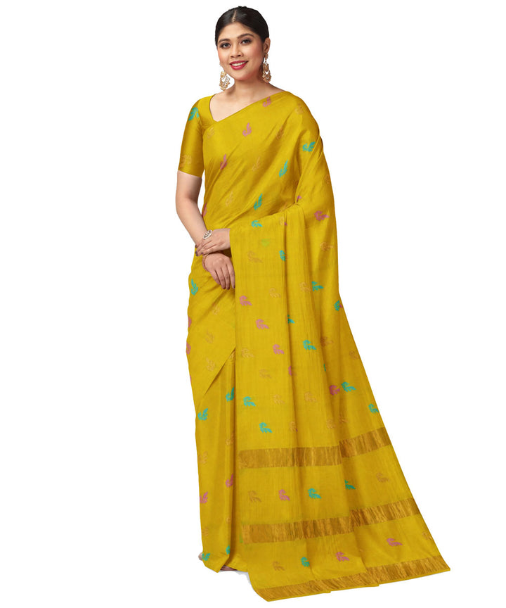 Yellow green sico handwoven venkatagiri saree