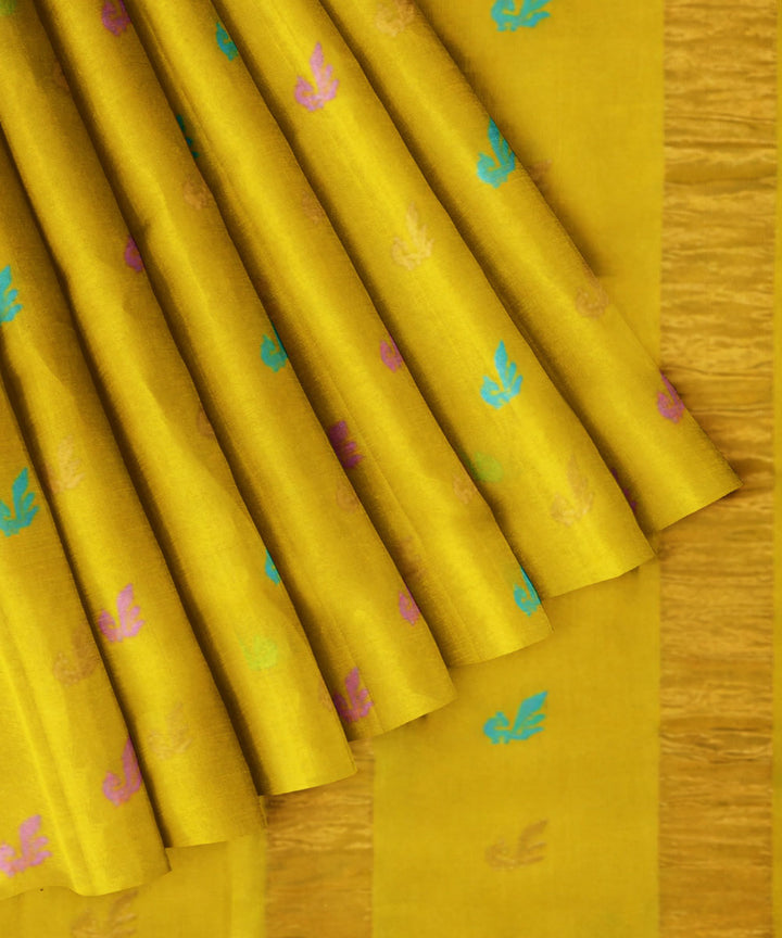 Yellow green sico handwoven venkatagiri saree
