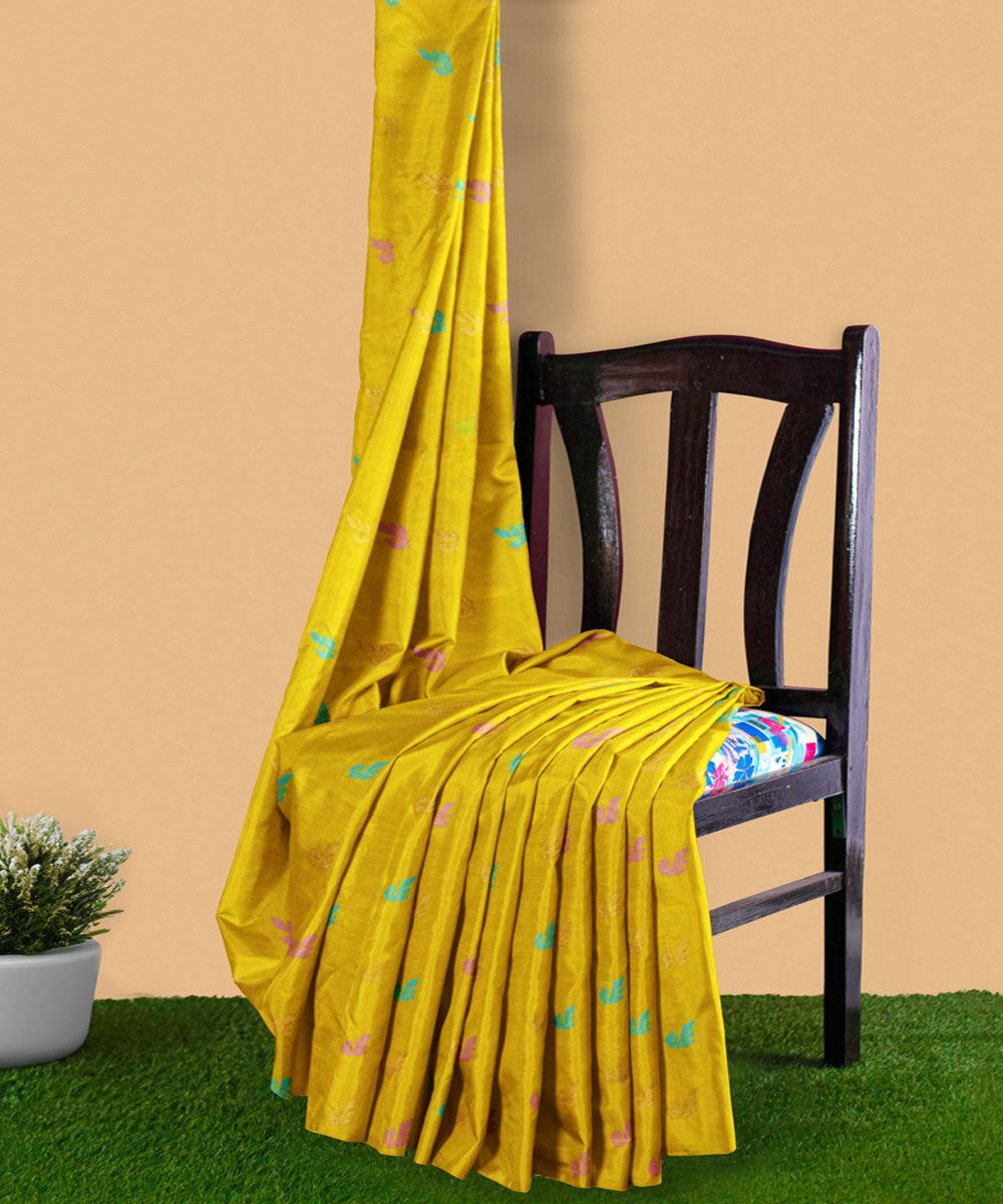 Yellow green sico handwoven venkatagiri saree