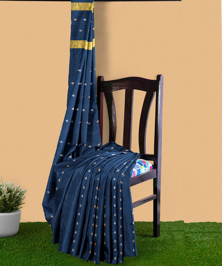 Blue golden sico handwoven venkatagiri saree