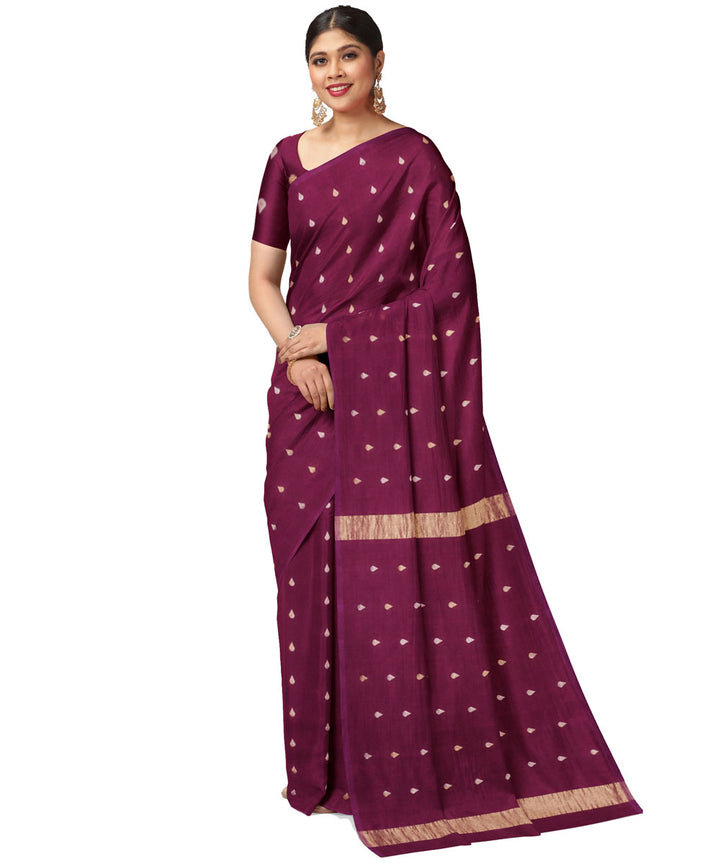 Brown golden sico handwoven venkatagiri saree